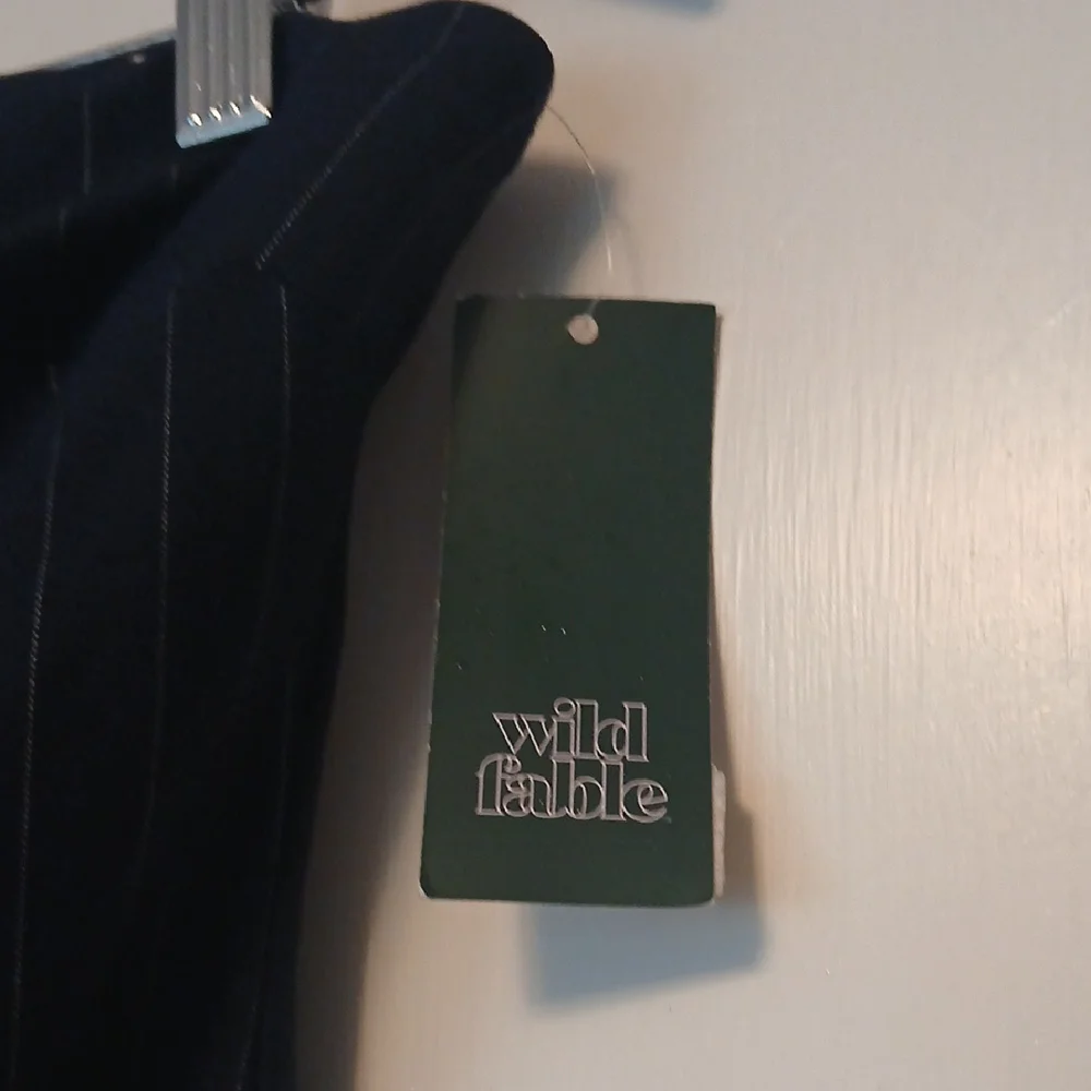 Wild Fable Navy Pinstripe Asymmetrical Skirt - Picture 2 of 9